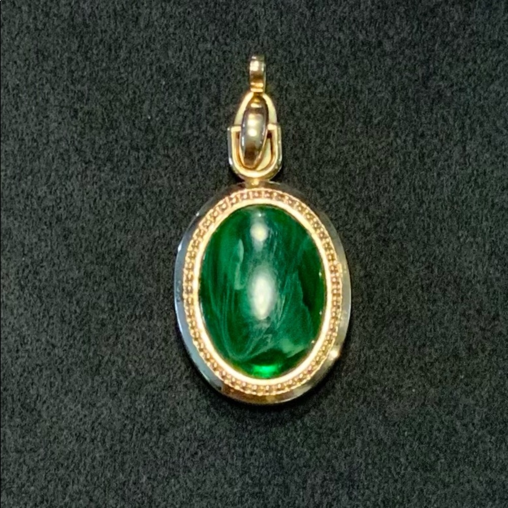 Monogram pendant with swirled green stone
